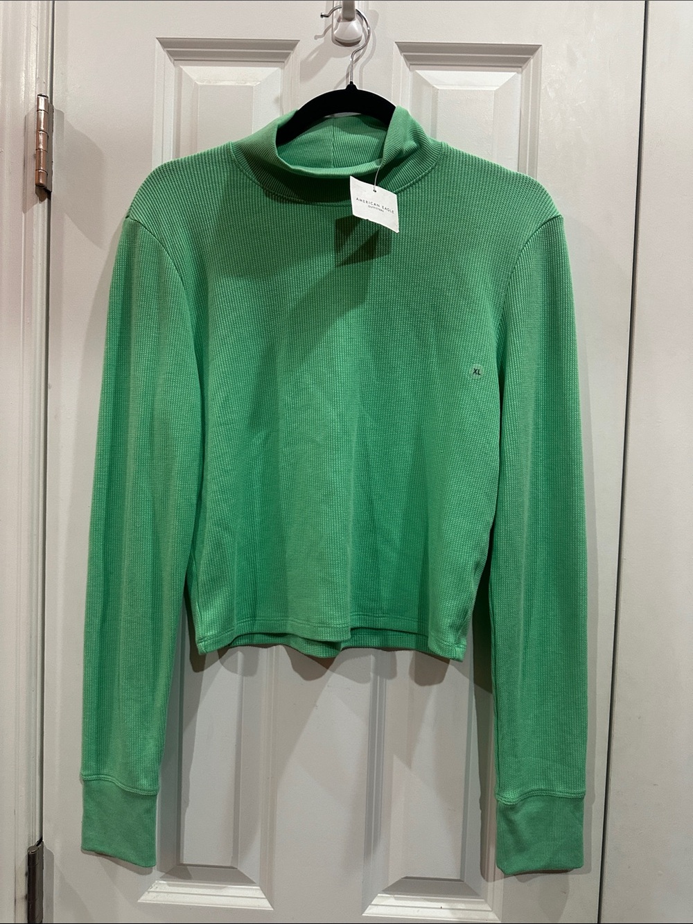 NEW Cropped Green Ribbed Turtleneck Sweater size XL